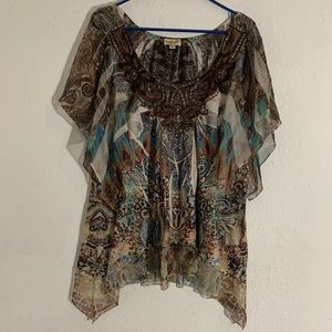 🌸 women’s ONE WORLD wing sleeve Boho style Top